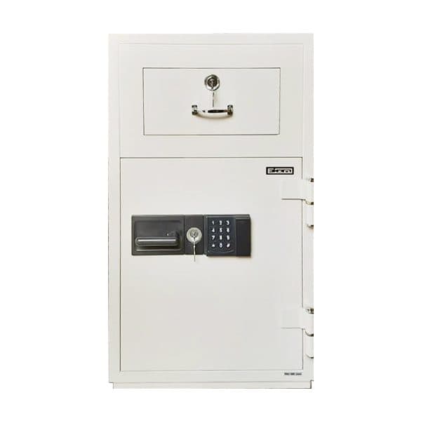 EIKO PSG-125E Fire-Resistant Deposit Safe – Digital Lock + Cylinder Key Lock – 1-Hour Fire Protection – 90.5L Capacity – Secure Drop Slot