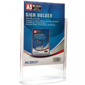 Sign Holder A5 Portrait, Modest MS 2234 Acrylic Transparent