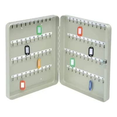 Steel Lockable Key Cabinet – Secure Key Storage Box for Up to 80 Keys with Numbered Hooks, Durable and Compact