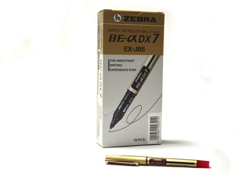 Zebra DX7- Roller Ballpen, Red (10 Pcs)