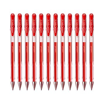 Uni ball UM-100 Signo, Gel Ink Roller Pen, 0.7mm, Red (12 Pcs)