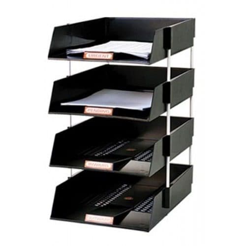 Letter Tray Omega Paper Tray 1718 Set of 4 (1×4), Black