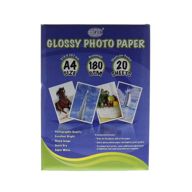 FIS Glossy Photo Paper- 180 gsm, A4, 20 Sheets - Allmax E-store